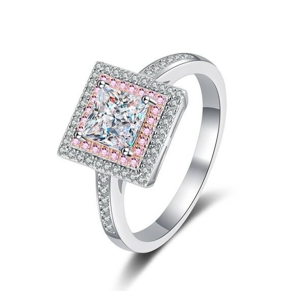 Moissanite Rings for Women 1ct Princess Cut D Color Diamond Rings 925 Sterling Silver Ring 4-Prong Anniversary Promise Wedding Engagement Rings for Women Wife with Certificate