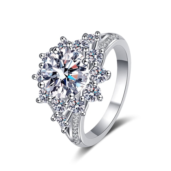 Moissanite Rings for Women 3ct Round Cut D Color VVS1 Diamond Rings 925 Sterling Silver Moissanite Engagement Anniversary Promise Wedding Rings for Women with Certificate