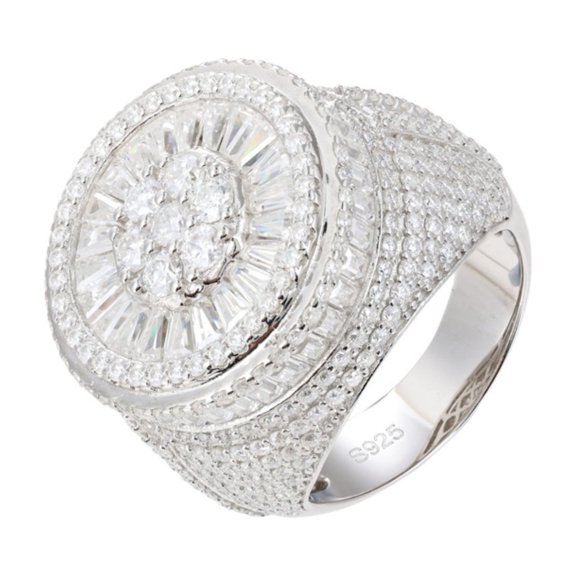 Moissanite Rings for Men D Color VVS1 Clarity Diamond Ring Men Wedding Band 18K White Gold Plated 925 Sterling Silver Promise Rings for Him Size 7-11