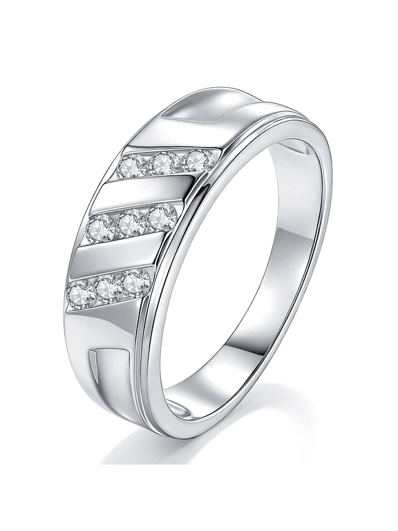 Mens Moissanite Wedding Band 0.4ct Round D Color VVS1 Wedding Ring for Men Size 10