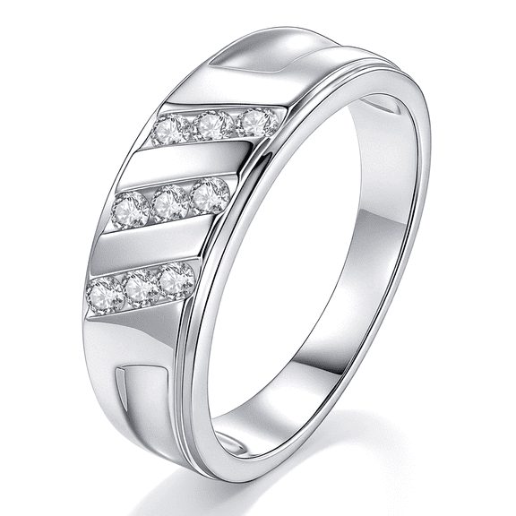 Blongme Mens Moissanite Wedding Band Rings D Color VVS1 Round 0.4ct Engagement Promise Gift for Him size 9