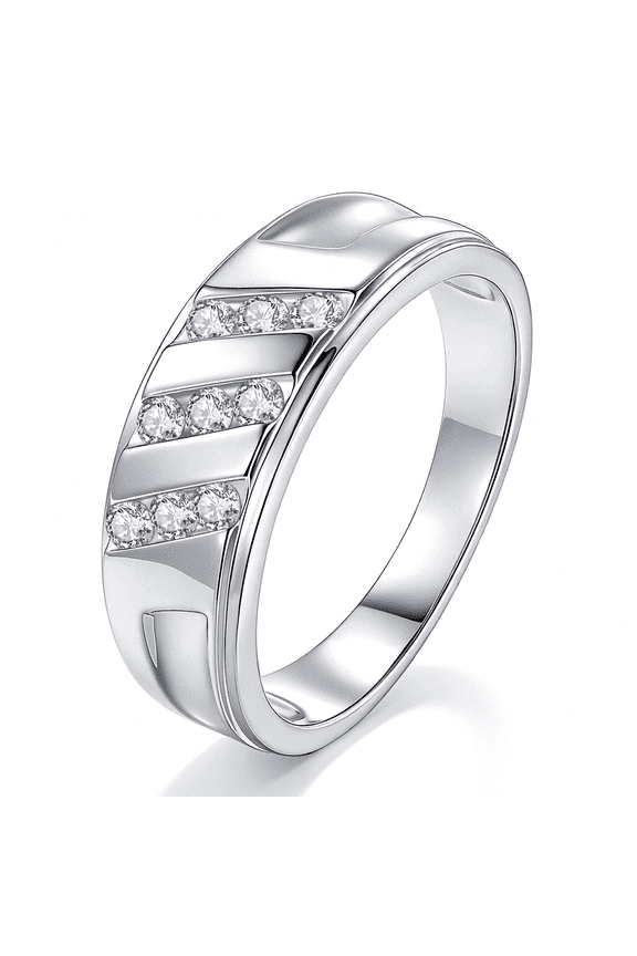 Mens Moissanite Wedding Band 0.4ct Round D Color VVS1 Wedding Ring for Men Size 9
