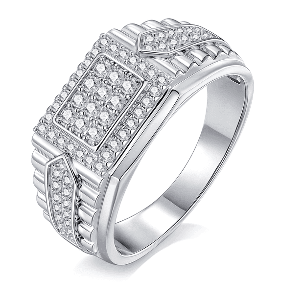 Blongme Mens Moissanite Wedding Band 1.0ct Round Cut D Color VVS1 Wedding Ring for Men Size 9