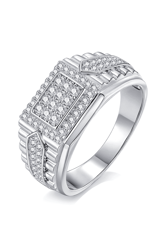 Mens Moissanite Wedding Band Rings D Color VVS1 Round Cut 1.0ct Bold Statement Ring Promise Jewelry Gifts for Him Size 9