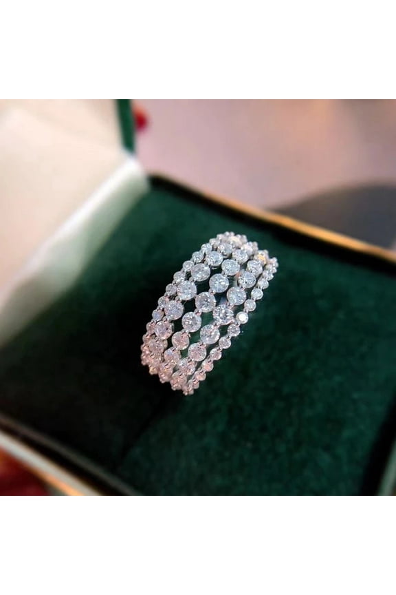 Moissanite Rings for Women Luxury Zircon Silver Color Jewelry Korean Accessories Gifts For Girlfriend