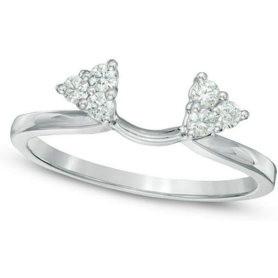 Moissanite Round Cut White Diamond 925 Sterling Silver 14K White Gold Over Diamond Solitaire Enhancer Ring Guard Wrap for Women's