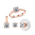 thumbnail image 1 of Moissanite Round Mix Stainless Steel 925 Sterling Silver Vermeil Rose Gold Plated Solitaire Ring Stud Solitaire Earrings Pendant Necklace Jewelry Set for Women Jewelry Size 10 Ct 1.93 Birthday Gifts, 1 of 9