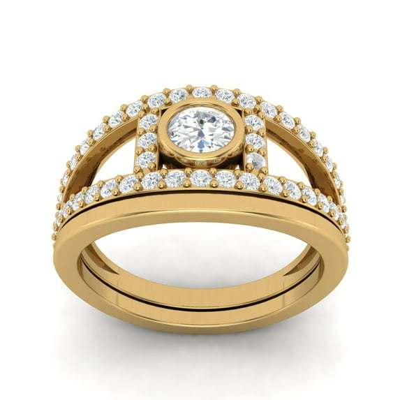 Moissanite Round Women Engagement Ring 1.80 Ctw EF Color VVS1 Clarity 925 Sterling Silver Gold Vermeil