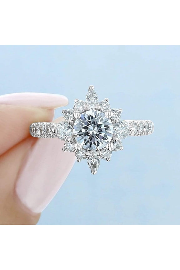 Moissanite Round cut gemstone Wedding Gift ring 925 sterling silver ring
