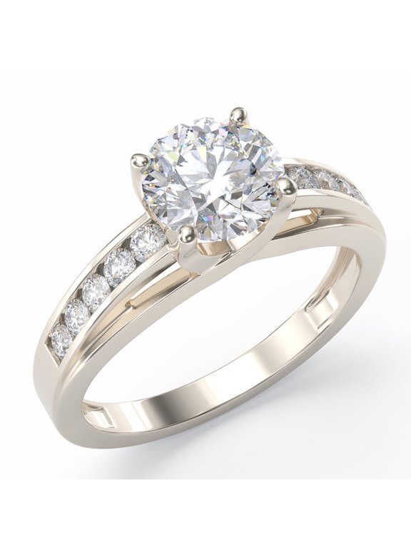 Moissanite Round cut gemstone engagement ring 925 sterling silver ring