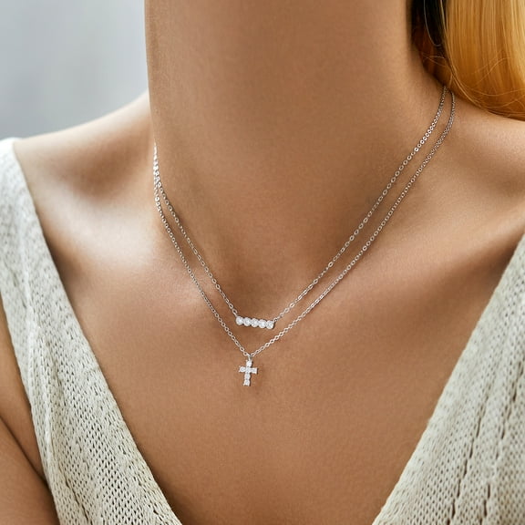 Moissanite S925 Silver Personalized Cross Pendant Necklace