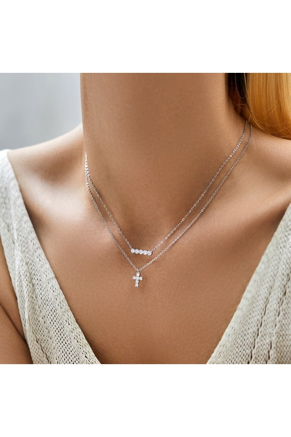 Moissanite S925 Silver Personalized Cross Pendant Necklace