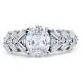 thumbnail image 1 of Moissanite Size-6 Art Deco Oval Vintage Style Cluster Baguette CZ Cocktail Wedding Engagement Ring 925 Sterling Silver Gifts For Her, 1 of 6