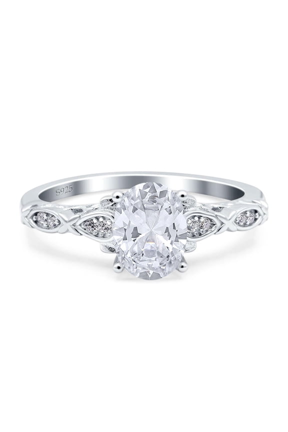 Moissanite Size-9 Art Deco Oval Vintage Rings Leaf Filigree Design CZ Wedding Engagement Ring For Women 925 Sterling Silver Gifts For Her