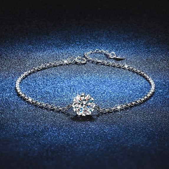 Moissanite Snowflake Bracelet Female S925 Silver Six-pointed Star