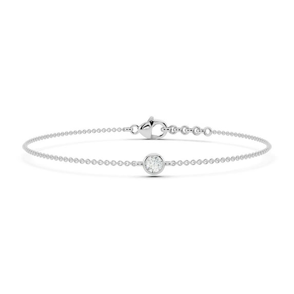Moissanite Solitaire Bracelet for Women 14K White Gold Plated Silver Stackable Bracelet 1/6 Ct D Color VVS1 Jewelry Gift for Her 7 Inches