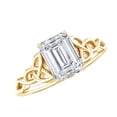 thumbnail image 1 of Rosec Jewels Moissanite Emerald Cut Engagement Ring with Celtic Knot - 6X8 mm Moissanite Solitaire Ring - D-VS1 Quality, 18K Yellow Gold, US 8.50, 1 of 9