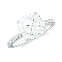 Rosec Jewels Certified Moissanite Cushion Cut Engagement Ring 3 Carat - Moissanite Solitaire Ring - 8 mm - D-VS1 Grade, 925 Sterling Silver, US 4.00