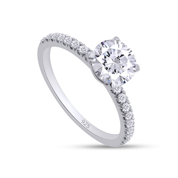 AFFY 1CT Moissanite Diamond Promise Wedding Band for Women in 18K White Gold over Silver-10