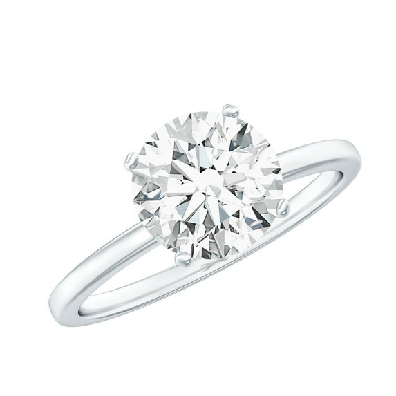 Rosec Jewels Certified Moissanite Solitaire Engagement Ring 2 Carat - 8 mm Round Moissanite Ring (D-VS1 Quality), with Jewelry Box, 925 Sterling Silver, US 10.00