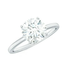 Rosec Jewels Moissanite Solitaire Engagement Ring for Women (2 Ct, 8 mm Round, D-VS1 Quality), 925 Sterling Silver, US 4.00