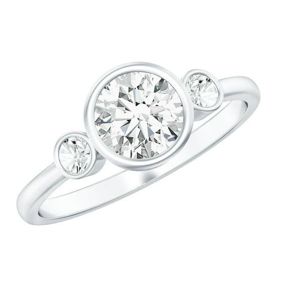 Rosec Jewels Moissanite Engagement Ring 1 Carat - Three Stone Engagement Ring - D-VS1 Quality Certified, 925 Sterling Silver, US 10.00