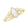 thumbnail image 1 of Rosec Jewels Certified Moissanite Marquise Engagement Ring - 4X8 mm Moissanite Ring with Beaded Detailing - D-VS1 Grade, 10K Yellow Gold, US 6.50, 1 of 8
