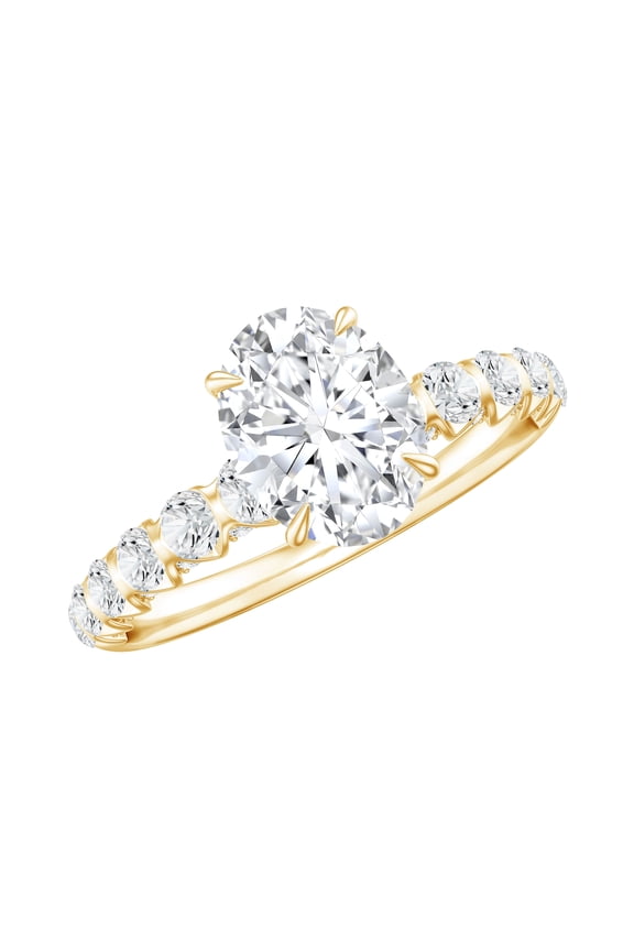 Moissanite Oval Solitaire Engagement Ring 1 Carat, 6X8 mm, D-VS1 Quality Certified Moissanite Ring - with Jewelry Box, 14K Yellow Gold, US 6.50