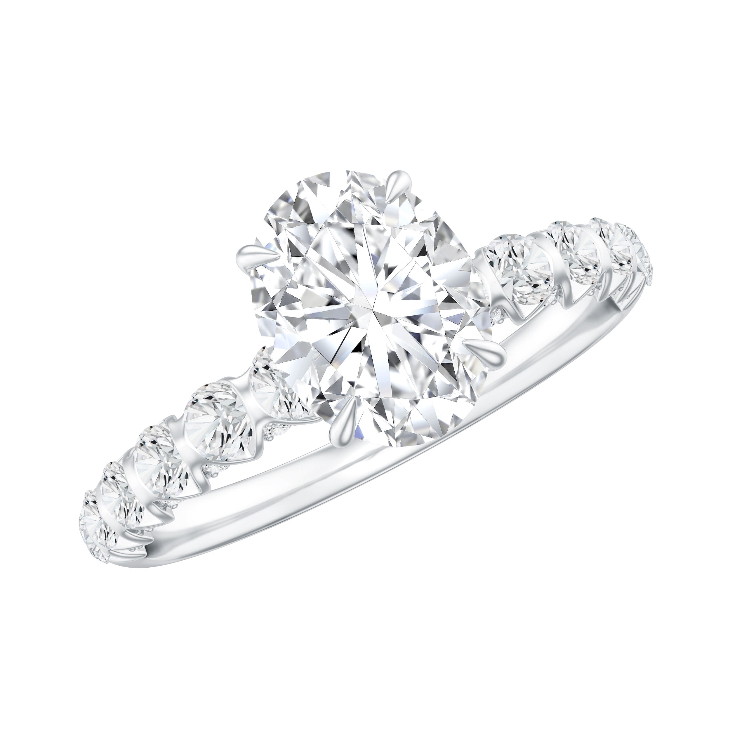 Rosec Jewels Moissanite Oval Solitaire Engagement Ring 1 Carat, 6X8 mm, D-VS1 Quality Certified Moissanite Ring - with Jewelry Box, 925 Sterling Silver, US 13.00
