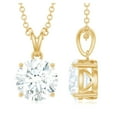 thumbnail image 1 of Rosec Jewels Certified Moissanite Solitaire Pendant Necklace - with Chain (8mm Round, 2 Carat, D-VS1 Quality) - Gift for Women, 10K Yellow Gold, 1 of 8