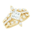 thumbnail image 1 of Rosec Jewels Certified Moissanite Wedding Ring Set of 3 - Princess Cut Engagement Ring with Enhancer - D-VS1 Quality, 18K Yellow Gold, US 5.50, 1 of 8