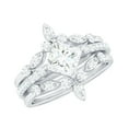 thumbnail image 1 of Rosec Jewels Certified Moissanite Wedding Ring Set of 3 - Princess Cut Engagement Ring with Enhancer - D-VS1 Quality, 925 Sterling Silver, US 4.00, 1 of 8