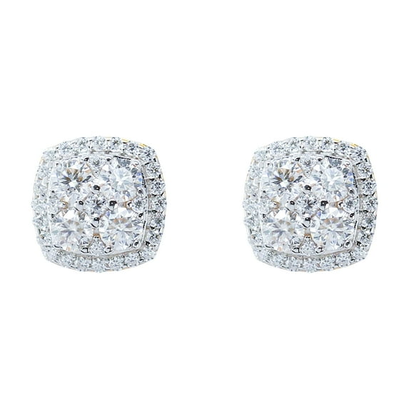 Moissanite Solitaire Stud Earrings – 925 Sterling Silver, Screw Back, Diamond Tester Approved, Luxury Gift Box Included - 2.31CT - 9mm Square Gold