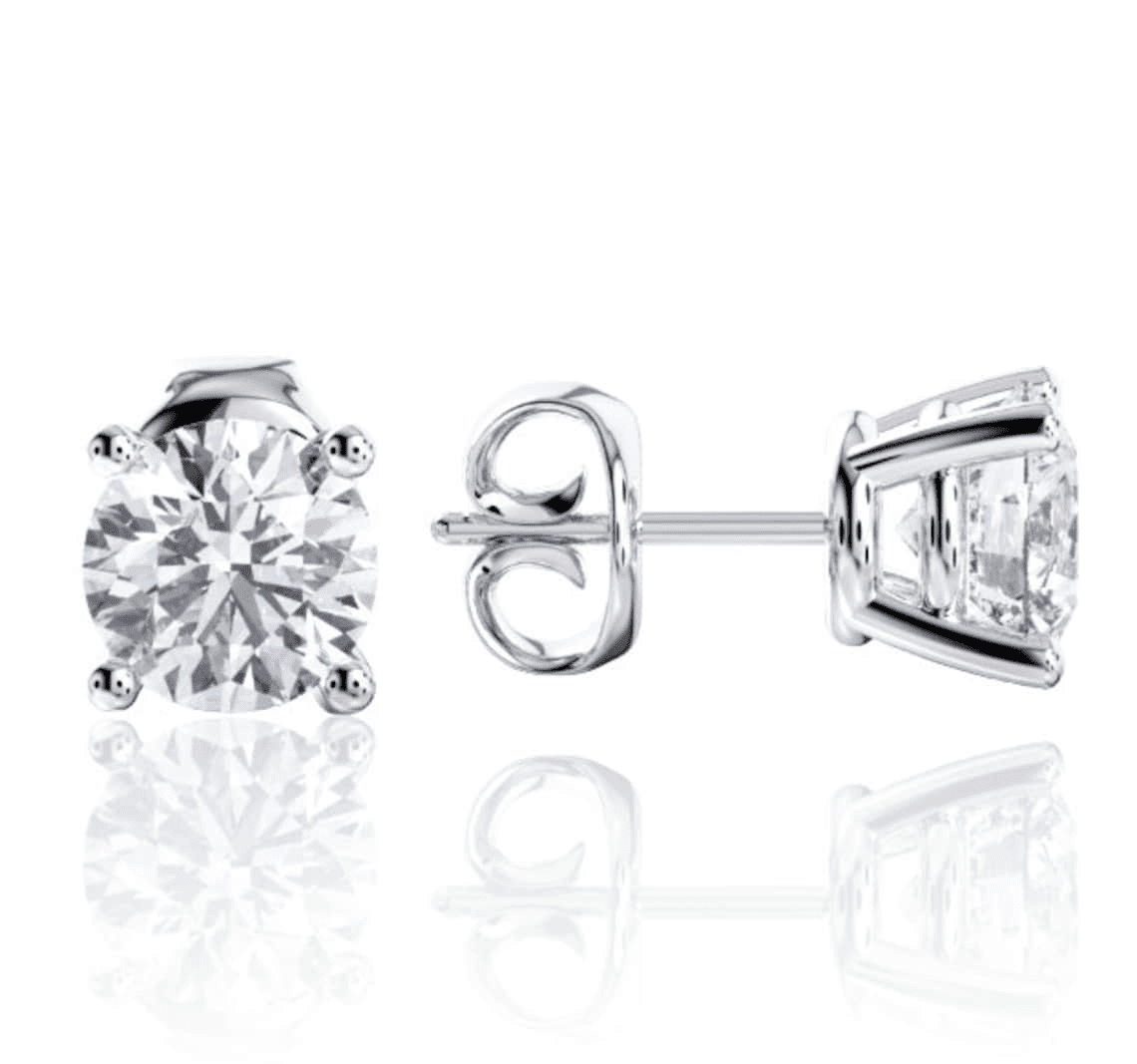 Moissanite Solitaire Stud Earrings, Certified D Color VVS1 Earrings, Skewbacks Earrings, 14k Gold Earrings With Gra
