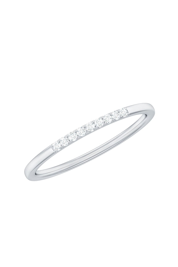 Moissanite Stackable Ring Enhancer in Scalloped Setting, 14K White Gold, US 10.00