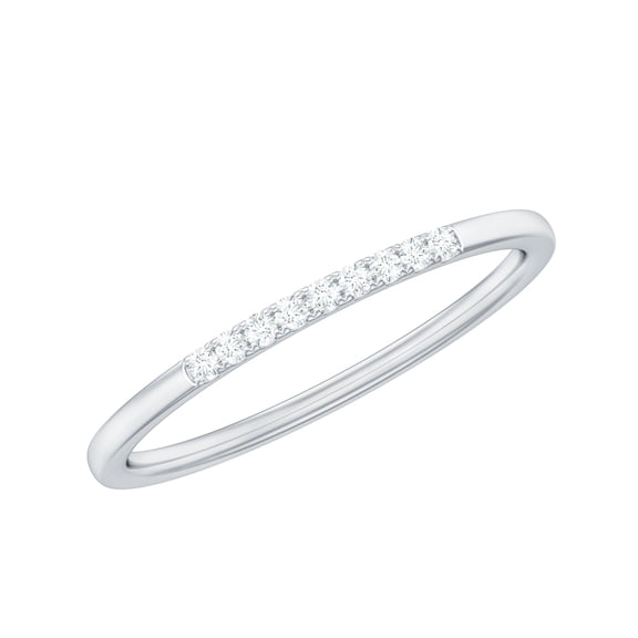 Rosec Jewels Moissanite Stackable Ring Enhancer in Scalloped Setting, 925 Sterling Silver, US 4.00