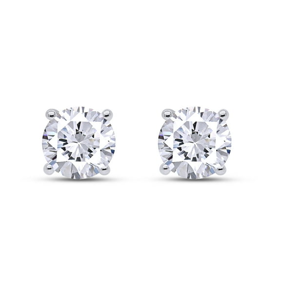 Moissanite Stud Earrings 0.20ct, 18K White Gold Plated 925 Sterling Silver Push Back, Lab Round Cut Brilliant D Color VVS1 Clarity Moissanite Diamond Earrings Studs for Women Men