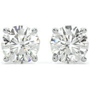 Moissanite Stud Earrings, 0.3ct-4.00ct DF Color Brilliant Round Cut Lab Created Diamond Earrings 18K White Gold Plated Silver Screw Backs for Women Men