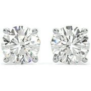Moissanite Stud Earrings, 0.3ct-4.00ct DF Color Brilliant Round Cut Lab Created Diamond Earrings 18K White Gold Plated Silver Screw Backs for Women Men