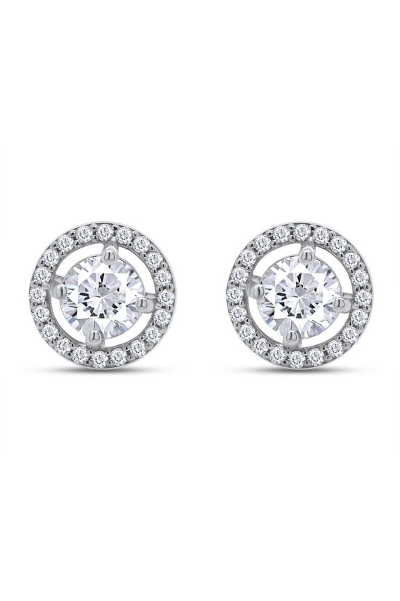 Moissanite Stud Earrings 1.20CT 5MM Lab Created Diamond In 18K White Gold Over Sterling Silver Earrings for Women Men D Color VVS1 Clarity Brilliant Halo Earring Studs