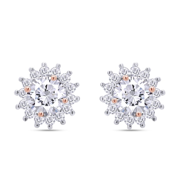 Moissanite Stud Earrings, 1.25ct DF Color Ideal Cut Lab Created Diamond 18K Rose Gold Over Sterling silver Earrings for Women with Certificate of Authenticity