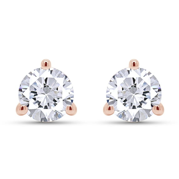 Moissanite Stud Earrings, 1ct DF Color Ideal Cut Lab Created Diamond 18K Rose Gold Plated 925 Sterling Silver Earrings for Women with Certificate of Authenticity