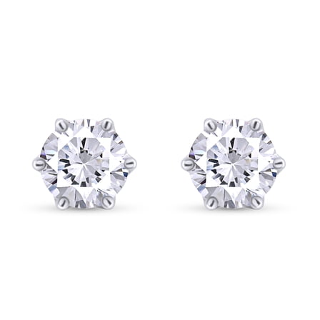 Moissanite Stud Earrings 2ct 14K White Gold Over Sterling Silver Ear Studs for Women