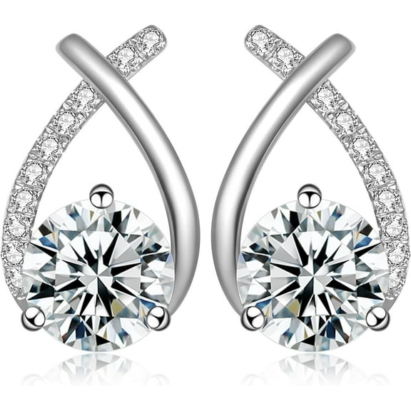 Moissanite Stud Earrings D Color VVS1 Moissanite Earrings 925 Sterling Silver 18K Gold Plated Friction Flat Bottom Mermaid Tail Earrings for Women