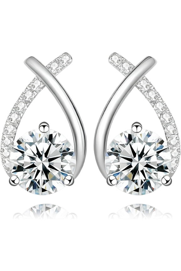 Moissanite Stud Earrings D Color VVS1 Moissanite Earrings 925 Sterling Silver 18K Gold Plated Friction Flat Bottom Mermaid Tail Earrings for Women