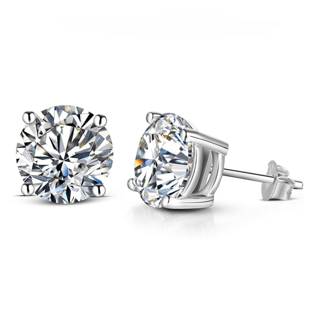 Moissanite Stud Earrings For Women Men 925 Sterling Silver 18K Plated Classic 4 Prong Earrings 0.3ct-3.0ct D Color Wedding Jewelry Gifts
