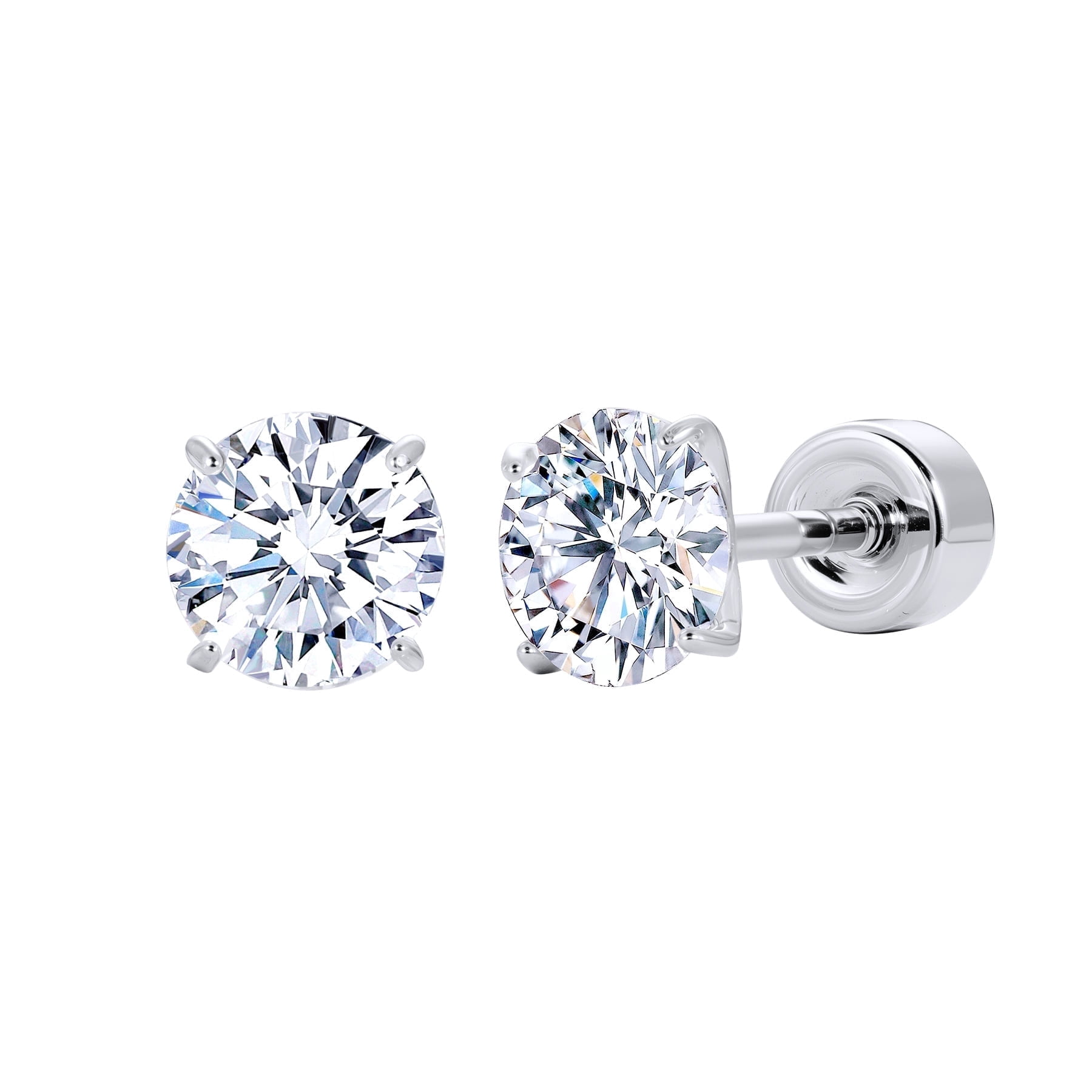 Moissanite Stud Earrings, Implant-Grade Titanium Screw-Back, Single Diamond Design, Unisex, Sparkling, Ideal for New Piercings, 3mm/4mm/5mm