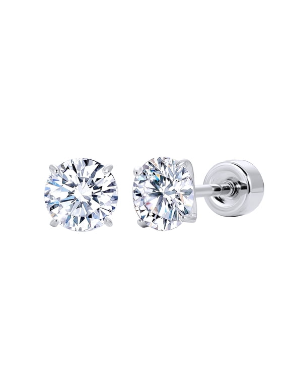 Moissanite Stud Earrings, Implant-Grade Titanium Screw-Back, Single Diamond Design, Unisex, Sparkling, Ideal for New Piercings, 3mm/4mm/5mm/6mm