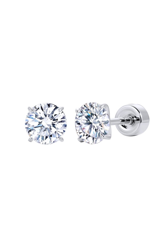 Moissanite Stud Earrings, Implant-Grade Titanium Screw-Back, Single Diamond Design, Unisex, Sparkling, Ideal for New Piercings, 3mm/4mm/5mm