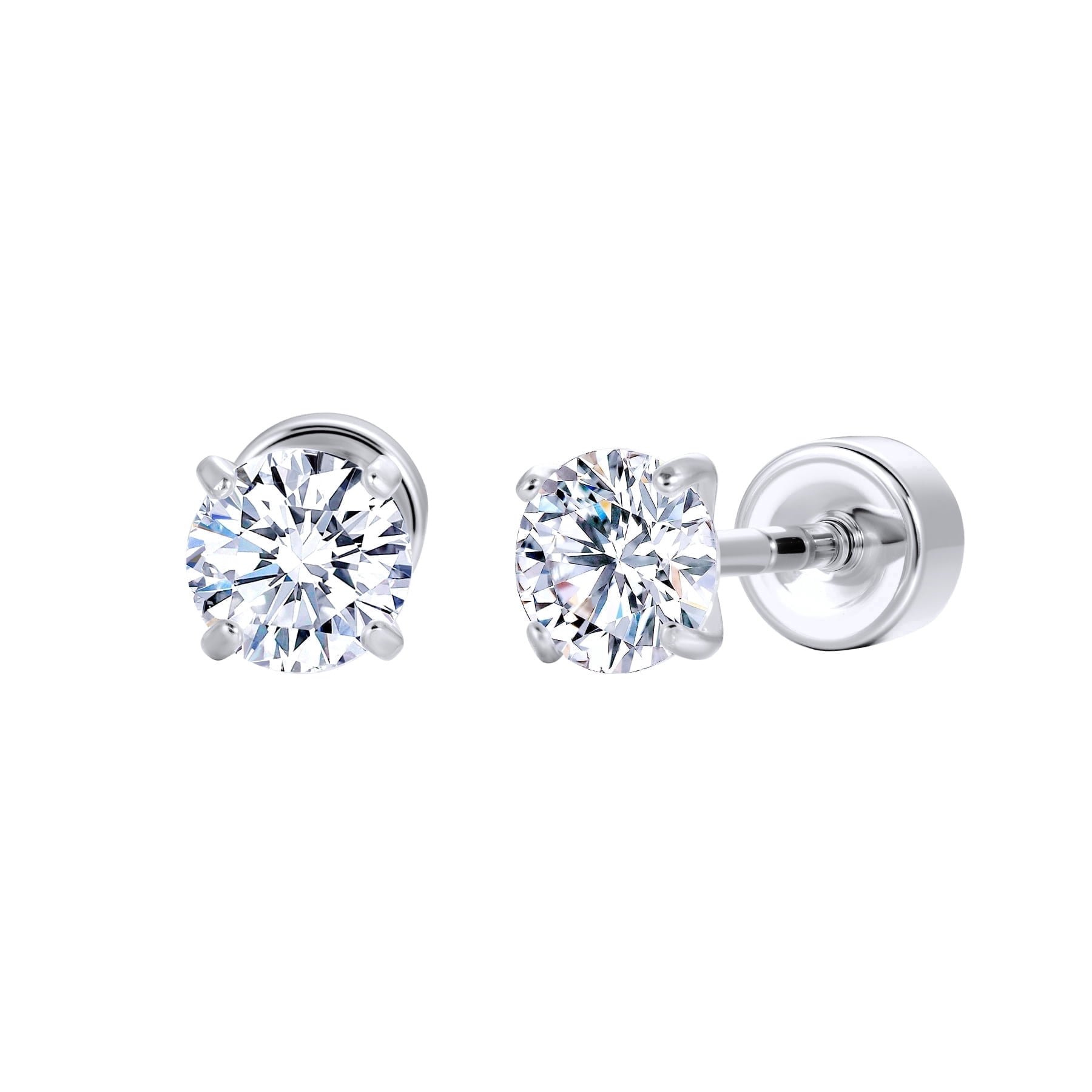 Moissanite Stud Earrings, Implant-Grade Titanium Screw-Back, Single Diamond Design, Unisex, Sparkling, Ideal for New Piercings, 3mm/4mm/5mm